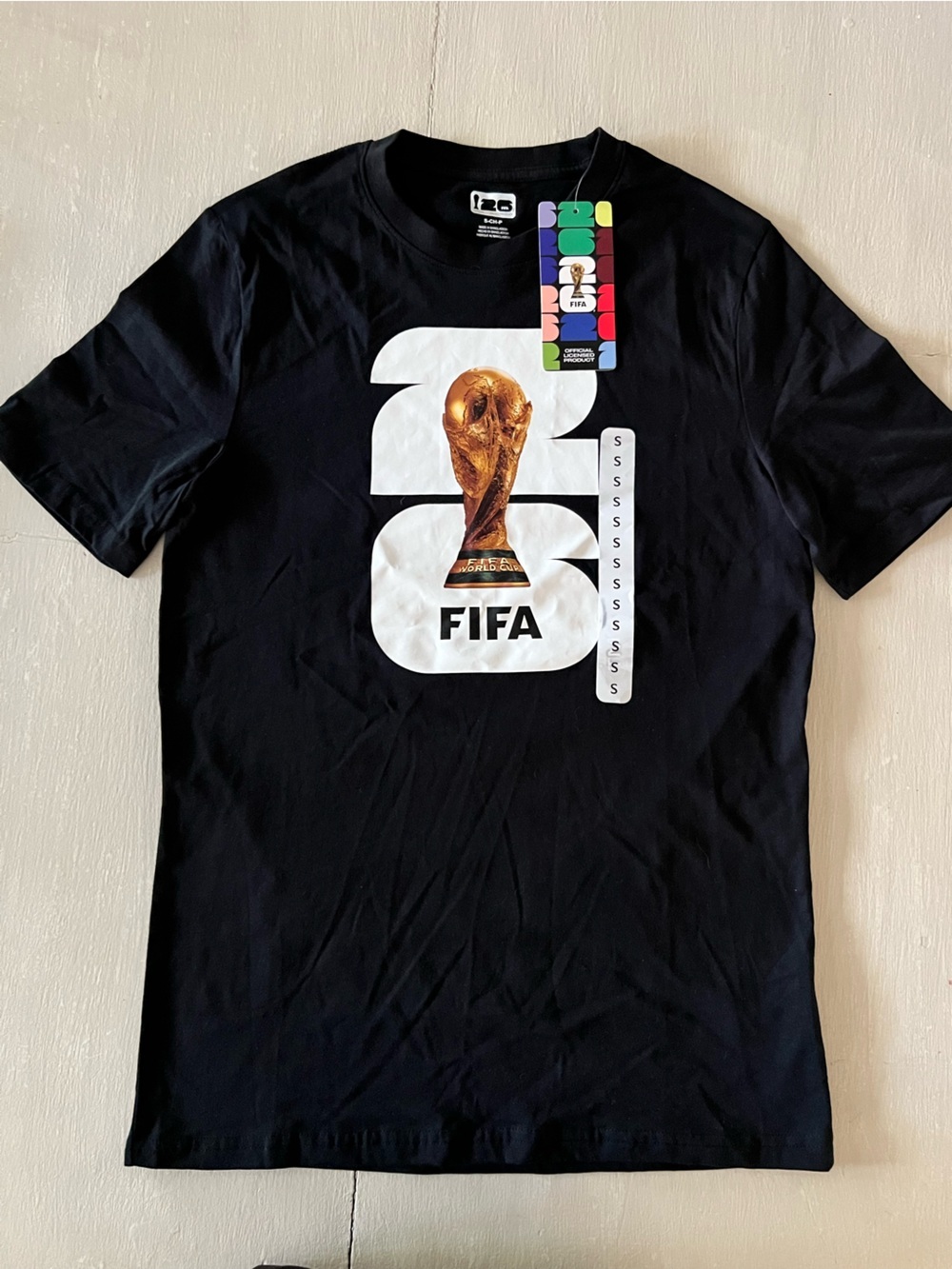 NWT FIFA World Cup 2026 Black Graphic T-Shirt Trophy Logo Men Size Small